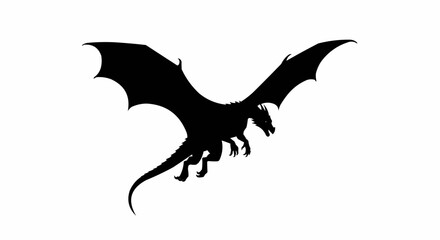 Flying Dragon Silhouette Vector – Fantasy Creature Art