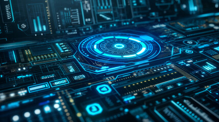  Futuristic Blue Digital Interface System Data Display