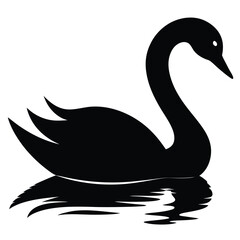 Fototapeta premium Swan Silhouette on Water with Soft Reflection Design