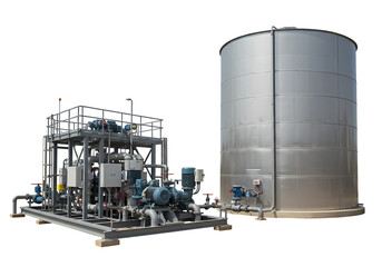 Obraz premium Industrial Water Treatment System A Stainless Steel Solution isolated on transparent baackground