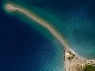 Aerial drone videos of Drepano lighthouse area of ​​Gulf of Corinth	