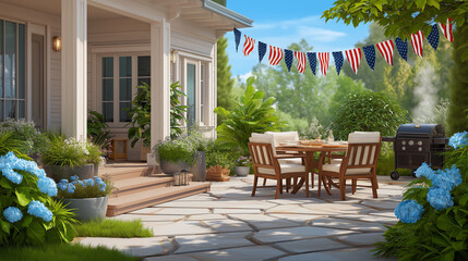 Fourth of July Patio Deal with Dining Set and Grill