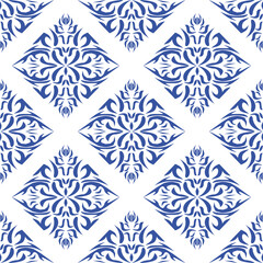 blue color ethnic elegant floral mandala motif seamless pattern for wallpaper, wrapping and tile