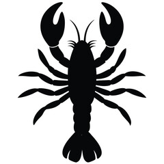 Lobster Silhouette with Extended Claws