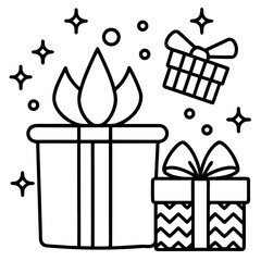 Birthday Present Line Art Icon Set