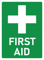 first aid sign and symbol in green background and white