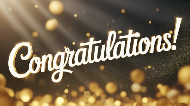 Celebratory congratulations: An elegant congratulations design set against a dark background with warm, golden bokeh effects. Evoking celebration, appreciation, and acknowledgement.