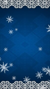 Digital animation of christmas tradition frame over snow flakes falling against blue background