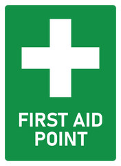 Fototapeta premium first aid point sign and symbol in green background and white