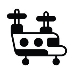 A modern glyph icon of chinook military helicopter