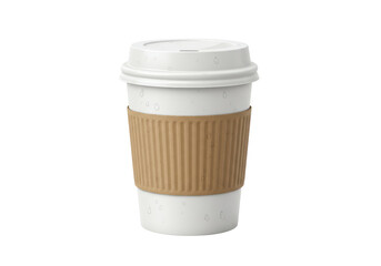 Isolated White Coffee Cup with Cardboard Sleeve