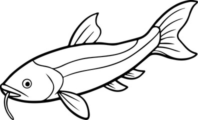 catfish outline vector drawing for coloring