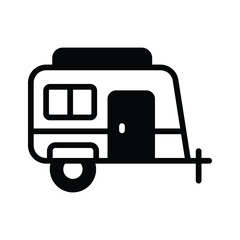 A customizable glyph icon of camping camper van