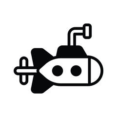 A modern glyph icon of underwater submarine vessel