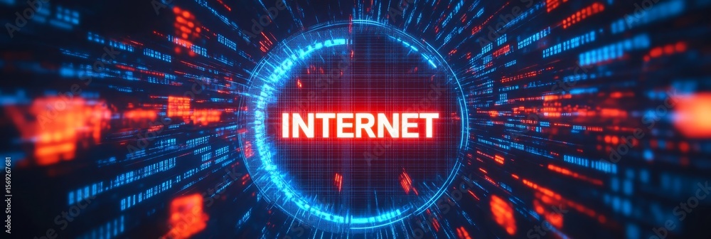 Poster futuristic network matrix displaying cyber connection power with internet speed measurement analysis