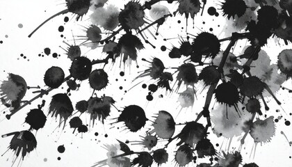 Naklejka premium Abstract black ink grunge splat design with dirty texture and spray paint droplets