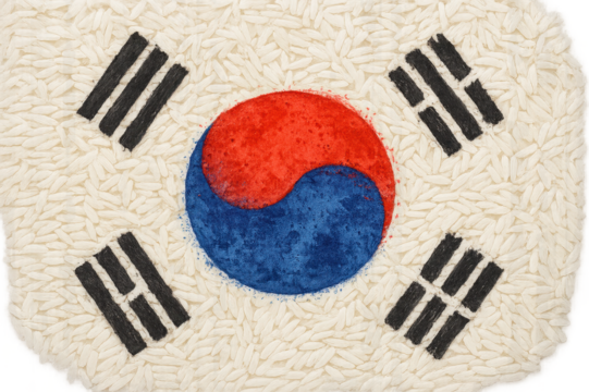 Textured South Korean flag of rice grains, isolated on transparent background. - Powered by Adobe