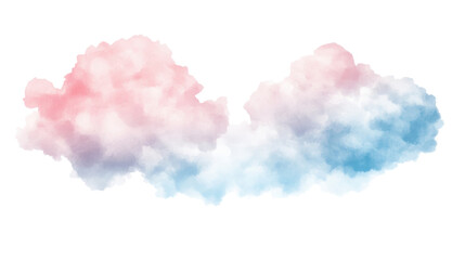 Naklejka premium watercolor pastel pink with tranquil sky blue clouds on white background