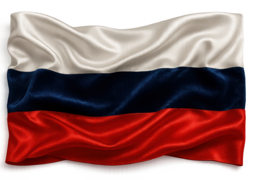 Waving Russian Flag Isolated on Transparent Background with Ripples