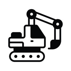 Well crafted glyph icon of heavy-duty excavator machine