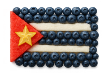 Creative Cuban flag made of fresh fruit, isolated on transparent background