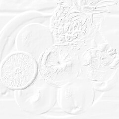 embossed image of fruits 