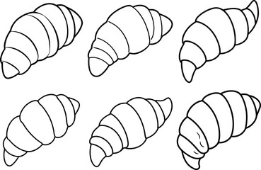 Set of croissant outline vector illustration vector illustration line art