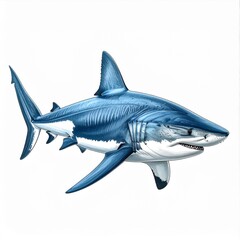 Obraz premium Blue Shark Illustration: Oceanic Predator in Detailed Digital Art