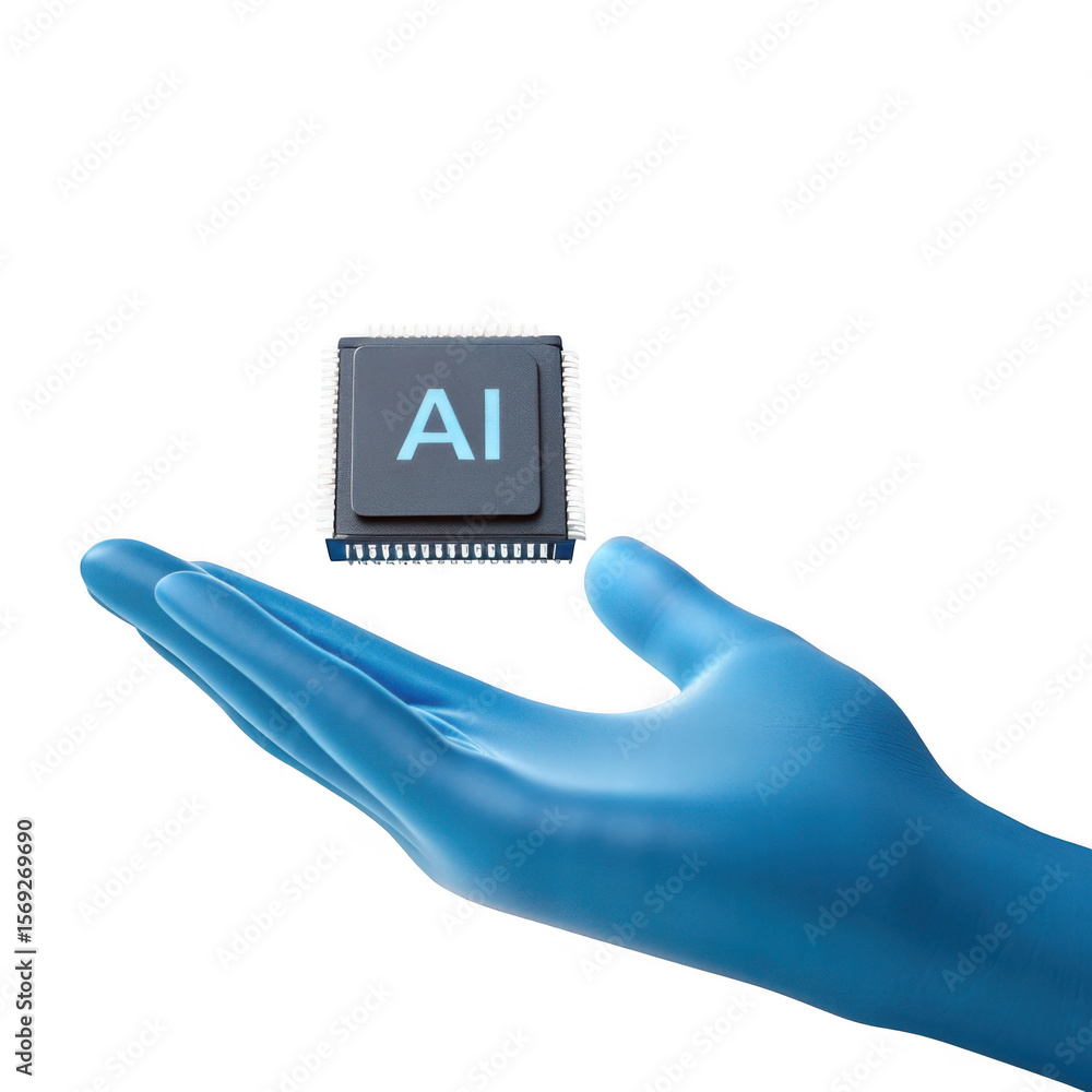 Poster artificial intelligence chip isolated on transparent background