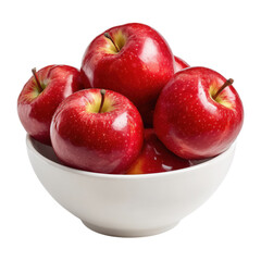 Fresh red apples displayed in a white ceramic bowl for healthy eating and nutrition