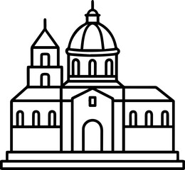 monastery outline vector illustration line art