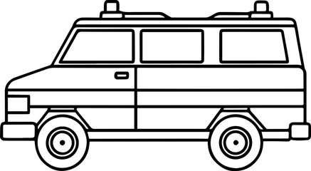 emergency response vehicle outline vector illustration line art