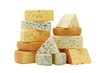 Isolated Assortment of Gourmet Cheeses Stacked