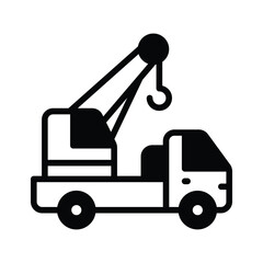 A premium glyph icon of active tow truck