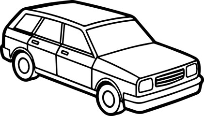 electric van outline vector illustration line art