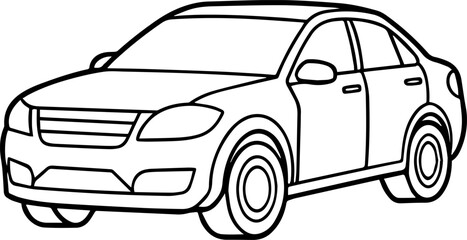 electric van outline vector illustration line art