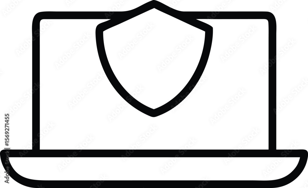 Poster digital security: a symbolic representation of robust data protection, depicting a laptop with a pro