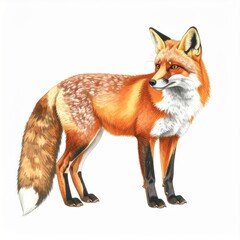 Obraz premium Red Fox Illustration on White Background