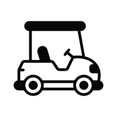 A modern glyph icon of small golf cart