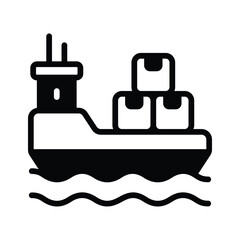 Easy to edit glyph icon of international cargo ship