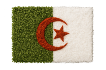 Algerian flag made of spices, isolated on transparent background, top view