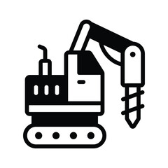 A trendy glyph icon of tunnel drill vehicle