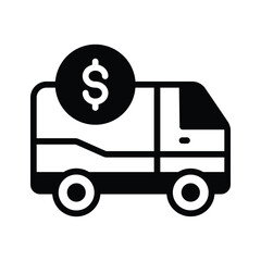 Easy to edit glyph icon of secure bank van