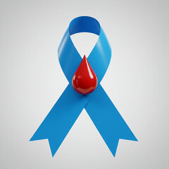 Blood Donation Awareness Blue Ribbon Symbol