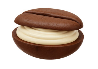 Isolated Coffee Bean Filled with Cream