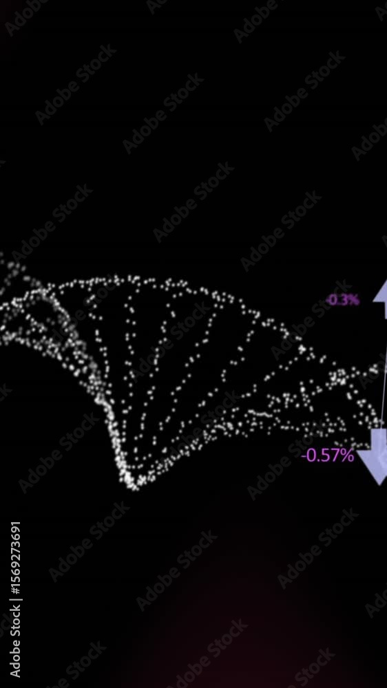 Poster digital animation of dna structure spinning against globe of network of connections