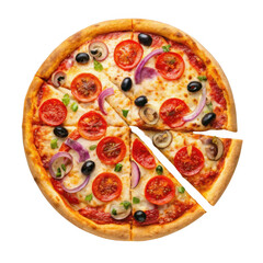 Delicious pizza isolated on transparent background