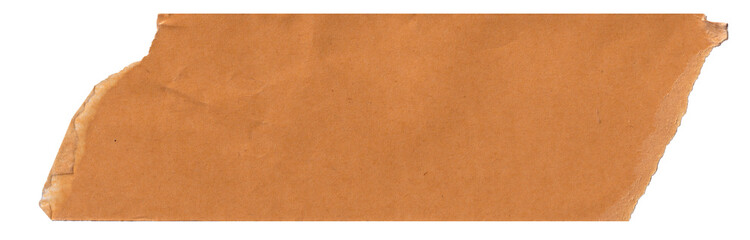 Torn Brown Paper Piece - Ripped Cardboard Texture Scrap,  Matte masking tape sticker. torn adhesive tape isolated on transparent background, paper tape Cutout