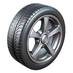 Obraz premium 3d realistic car wheel with alloy rim isolated on transparent background