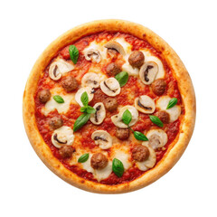 Delicious pizza isolated on transparent background